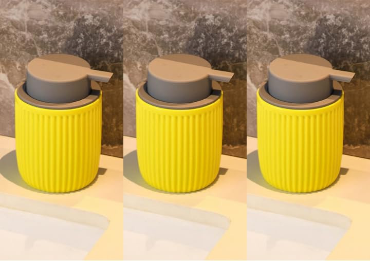 Kuber Industries Liquid Soap Dispenser | Handwash Soap Dispenser | Soap Dispenser for Wash Basin | Shampoo Dispenser Bottle | Bathroom Dispenser Bottle | 3 Piece | 320 ml | JY00162YW | Yellow