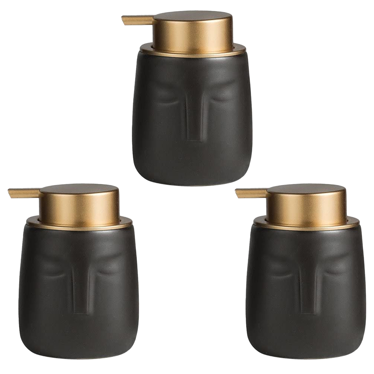 Kuber Industries Liquid Soap Dispenser | Handwash Soap Dispenser | Soap Dispenser for Wash Basin | Shampoo Dispenser Bottle | Bathroom Dispenser Bottle | 3 Piece | 350 ml | ZX014BK | Black