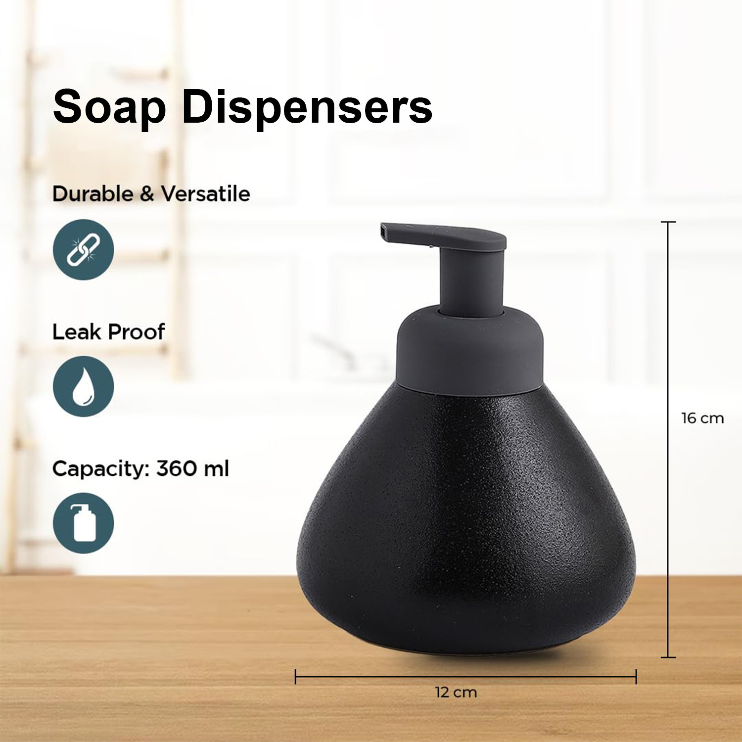Kuber Industries Liquid Soap Dispenser | Handwash Soap Dispenser | Soap Dispenser for Wash Basin | Shampoo Dispenser Bottle | Bathroom Dispenser Bottle | 3 Piece | 360 ml | JY00019 | Black