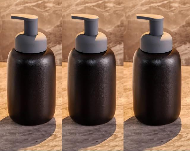 Kuber Industries Liquid Soap Dispenser | Handwash Soap Dispenser | Soap Dispenser for Wash Basin | Shampoo Dispenser Bottle | Bathroom Dispenser Bottle | 3 Piece | 400 ml | JY00012 | Black