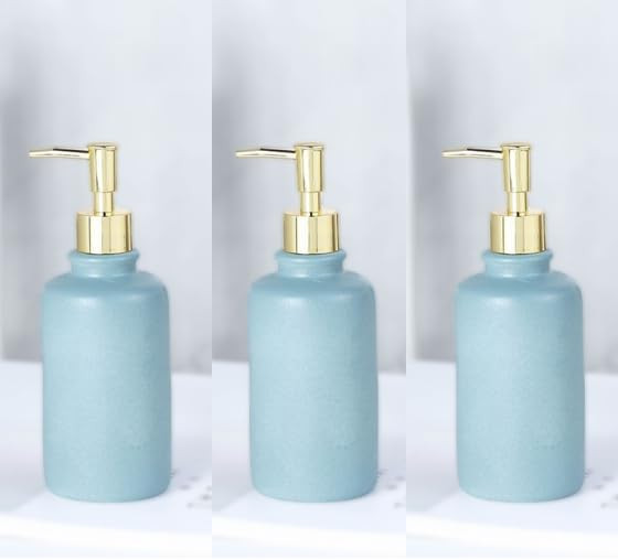 Kuber Industries Liquid Soap Dispenser | Handwash Soap Dispenser | Soap Dispenser for Wash Basin | Shampoo Dispenser Bottle | Bathroom Dispenser Bottle | 3 Piece | 400 ml | JY00231BU | Blue