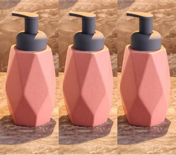 Kuber Industries Liquid Soap Dispenser | Handwash Soap Dispenser | Soap Dispenser for Wash Basin | Shampoo Dispenser Bottle | Bathroom Dispenser Bottle | 3 Piece | 400 ml | JY00014 | Pink