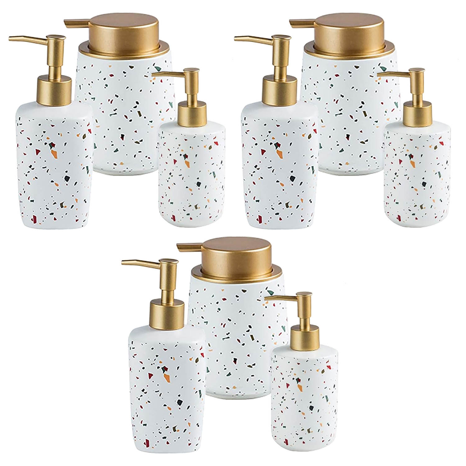 Kuber Industries Liquid Soap Dispenser Set | Handwash Soap Dispenser Set | Soap Dispenser Set for Wash Basin | Shampoo Dispenser Bottle | Bathroom Dispenser Bottle | 3 Piece | ZX027WT | White