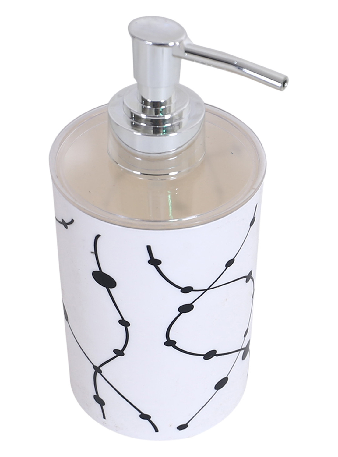 Kuber Industries Liquid Soap Dispenser|Dot Print Plastic Empty Bathroom Sanitizer|Lotion|Shampoo Dispenser Bottle,300 ML (White)