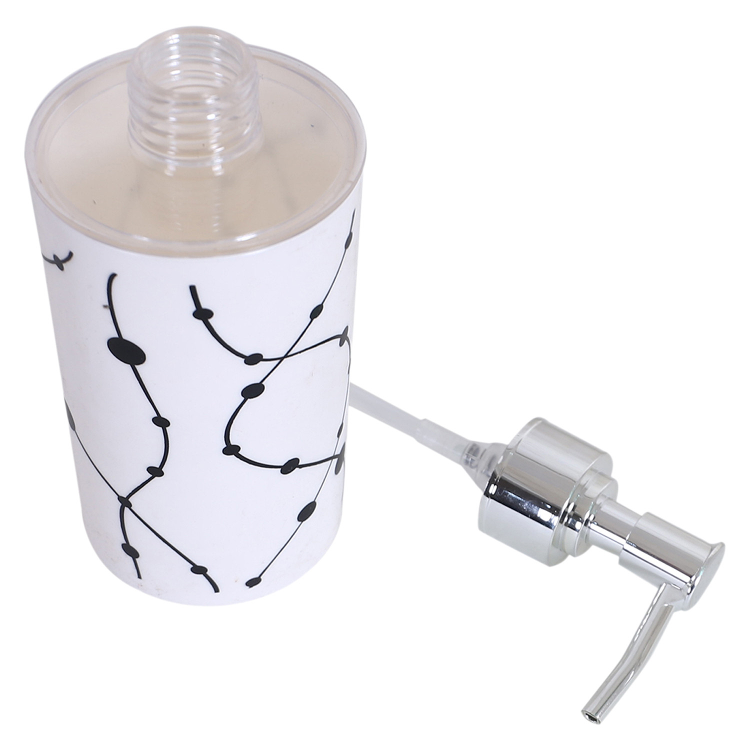 Kuber Industries Liquid Soap Dispenser|Dot Print Plastic Empty Bathroom Sanitizer|Lotion|Shampoo Dispenser Bottle,300 ML (White)