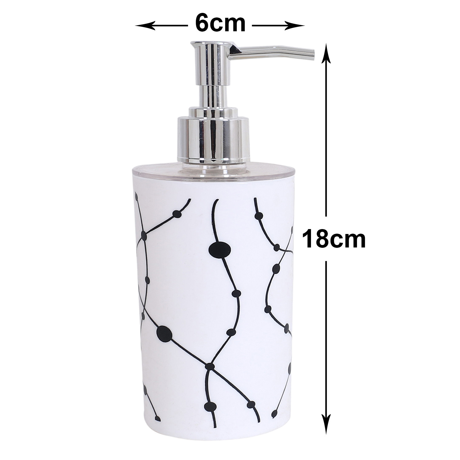 Kuber Industries Liquid Soap Dispenser|Dot Print Plastic Empty Bathroom Sanitizer|Lotion|Shampoo Dispenser Bottle,300 ML (White)
