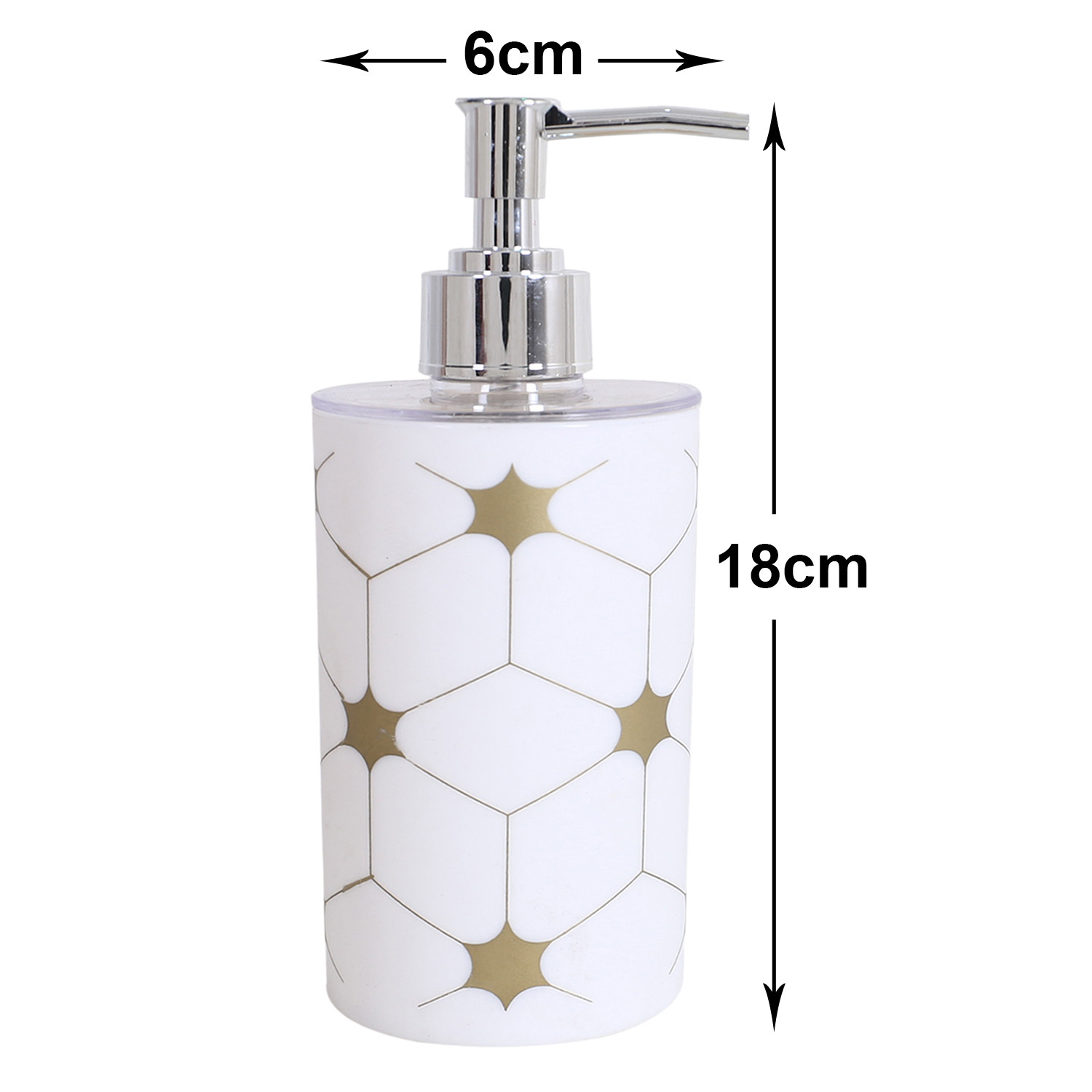 Kuber Industries Liquid Soap Dispenser|Star Print Plastic Empty Bathroom Sanitizer|Lotion|Shampoo Dispenser Bottle,300 ML (White)