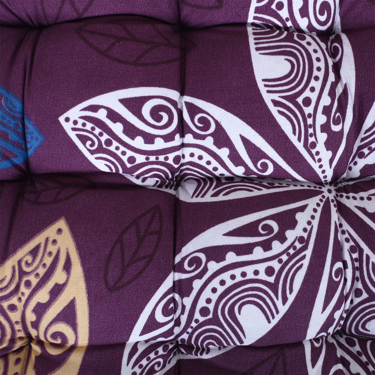 Kuber Industries Long Chair pad | Glance Cotton Long Seat Cushion | Rocking Chair Cushions | Chair Back Rest Pillow | Flower Chair pad for Meditation | Living Room | Purple