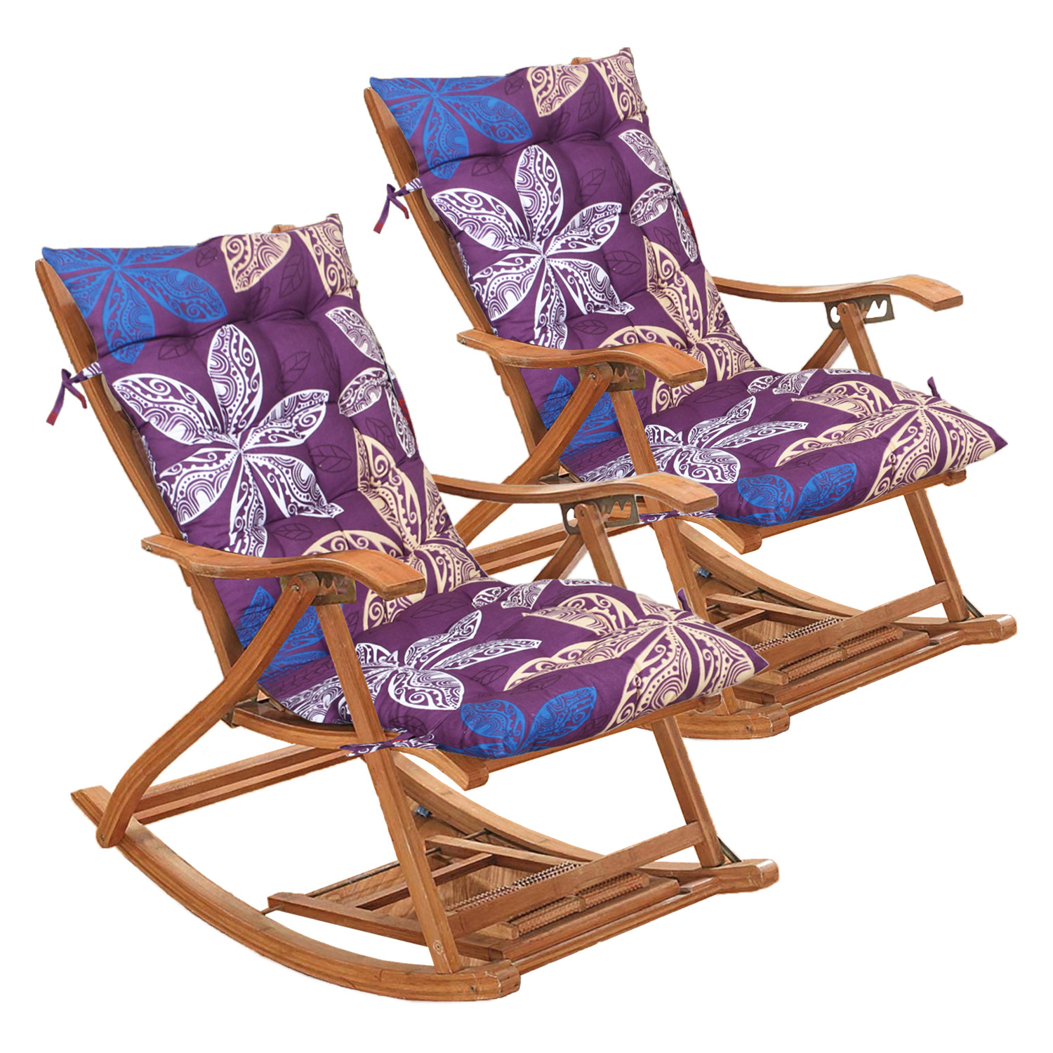 Kuber Industries Long Chair pad | Glance Cotton Long Seat Cushion | Rocking Chair Cushions | Chair Back Rest Pillow | Flower Chair pad for Meditation | Living Room | Purple