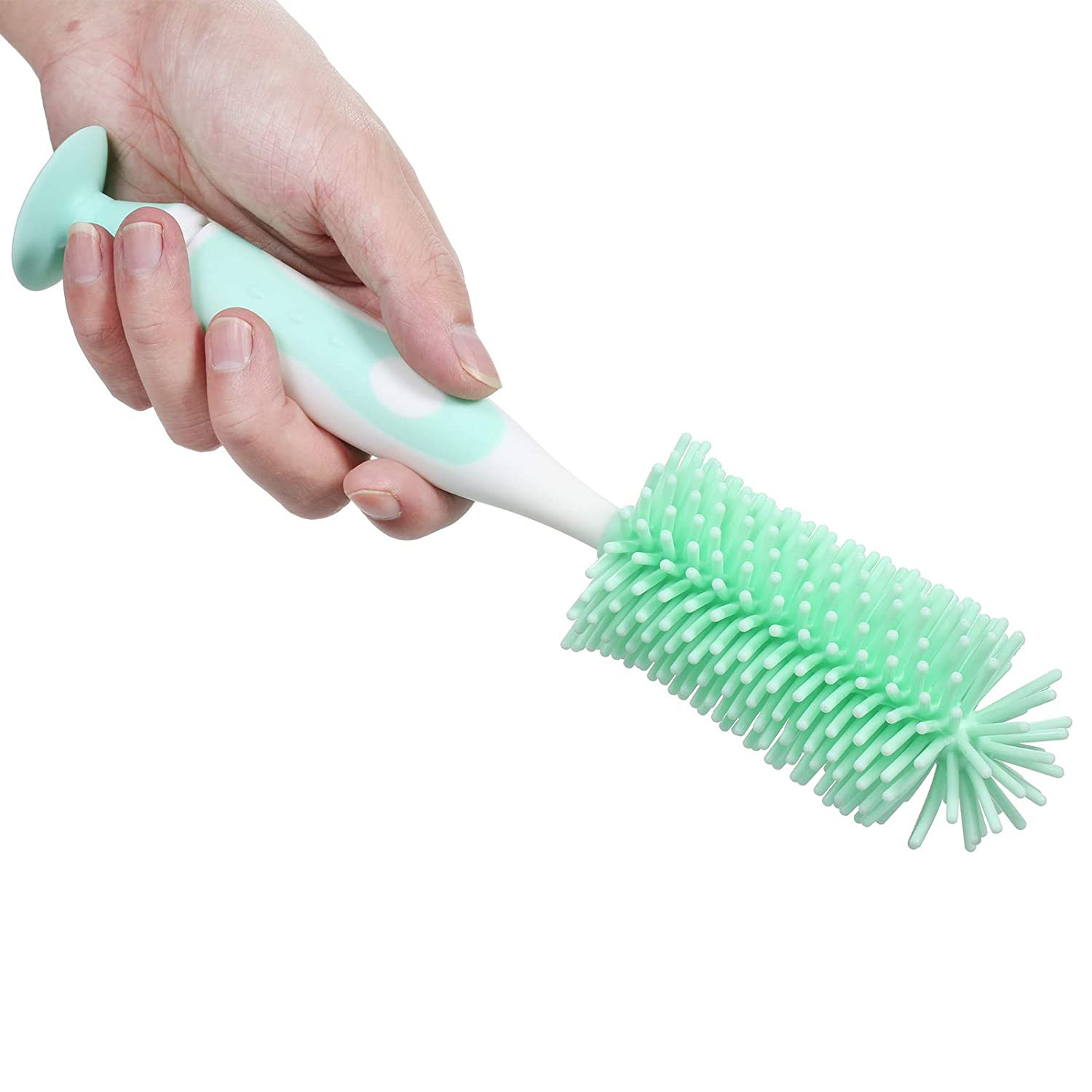 Kuber Industries Long Handle Bottle Brush|360 Degree Soft Bristle Base Detachable Baby Bottle Cleaner,10 Inch (Green)