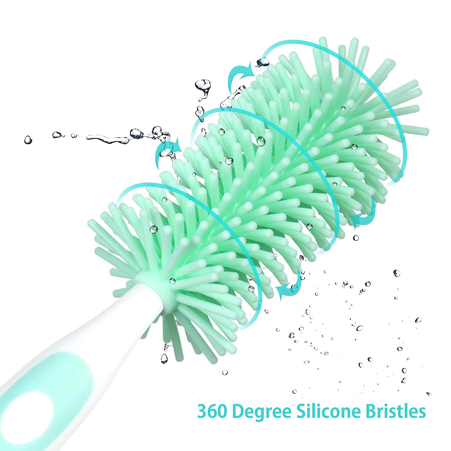 Kuber Industries Long Handle Bottle Brush|360 Degree Soft Bristle Base Detachable Baby Bottle Cleaner,10 Inch (Green)