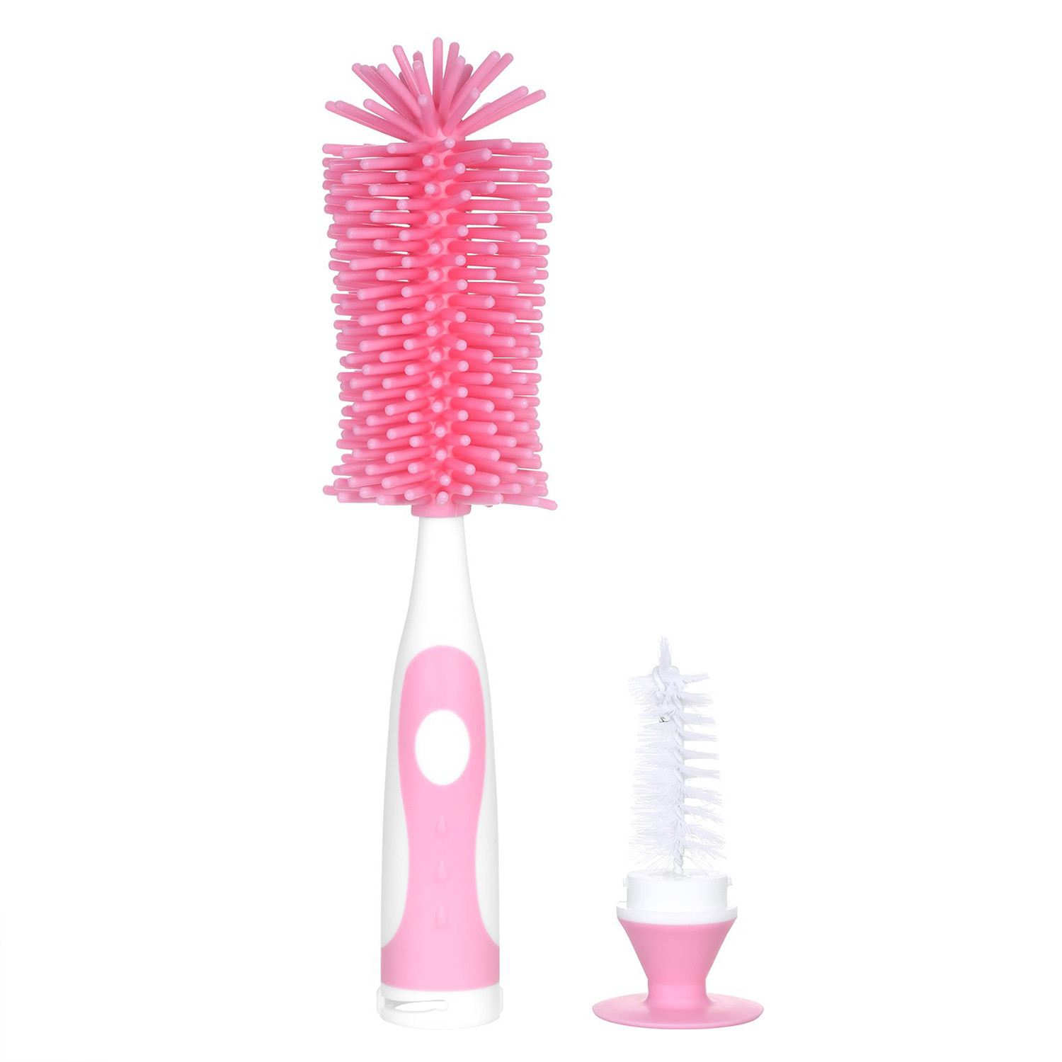 Kuber Industries Long Handle Bottle Brush|360 Degree Soft Bristle Base Detachable Baby Bottle Cleaner,10 Inch (Pink)