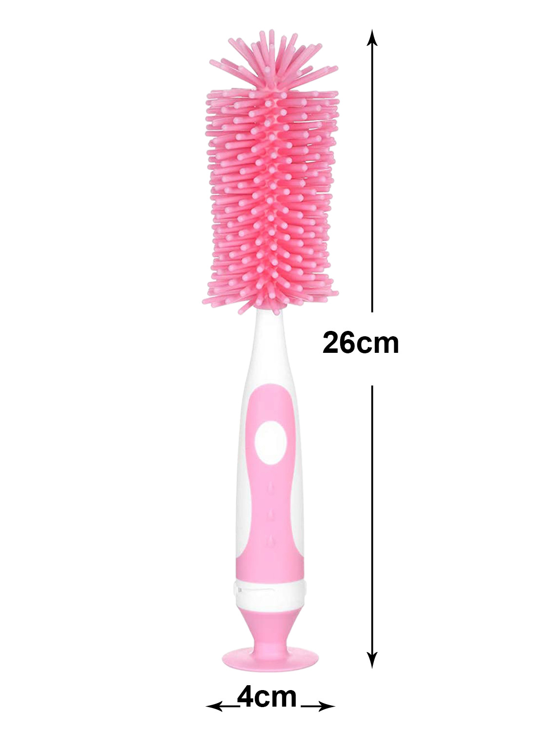 Kuber Industries Long Handle Bottle Brush|360 Degree Soft Bristle Base Detachable Baby Bottle Cleaner,10 Inch (Pink)
