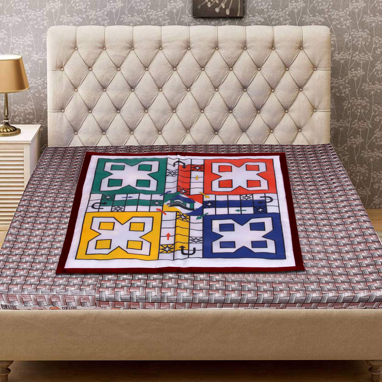 Kuber Industries Ludo And Snake & Ladder Printed PVC Reversible Oil and Waterproof Square Bed Server Food Mat (Multi)-HS_38_KUBMART21759