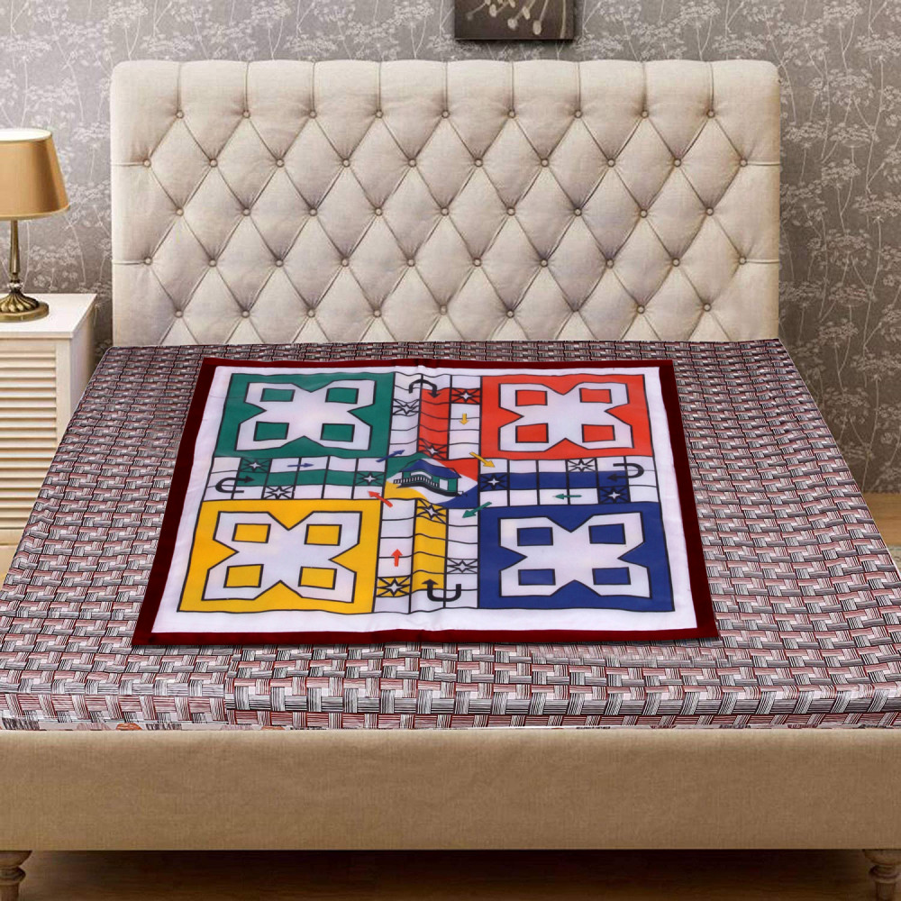 Kuber Industries Ludo And Snake &amp; Ladder Printed PVC Reversible Oil and Waterproof Square Bed Server Food Mat (Multi)-HS_38_KUBMART21759