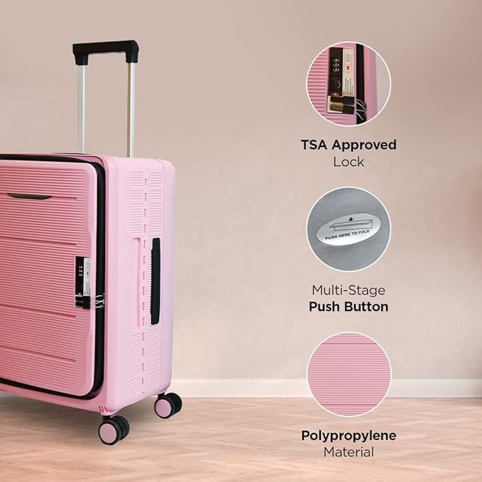 Kuber Industries Luggage Bag | Trolley Bags for Travel | Collapsible Luggage Bag | Travelling Bag | Trolley Bags for Suitcase | Lightweight Luggage Bag | 24 Inch | Rose Pink