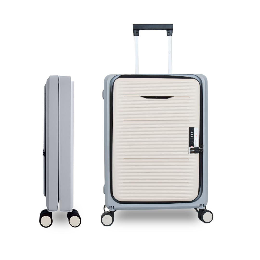 Kuber Industries Luggage Bag | Trolley Bags for Travel | Collapsible Luggage Bag | Travelling Bag | Trolley Bags for Suitcase | Lightweight Luggage Bag | 24 Inch | Khakhi Gray