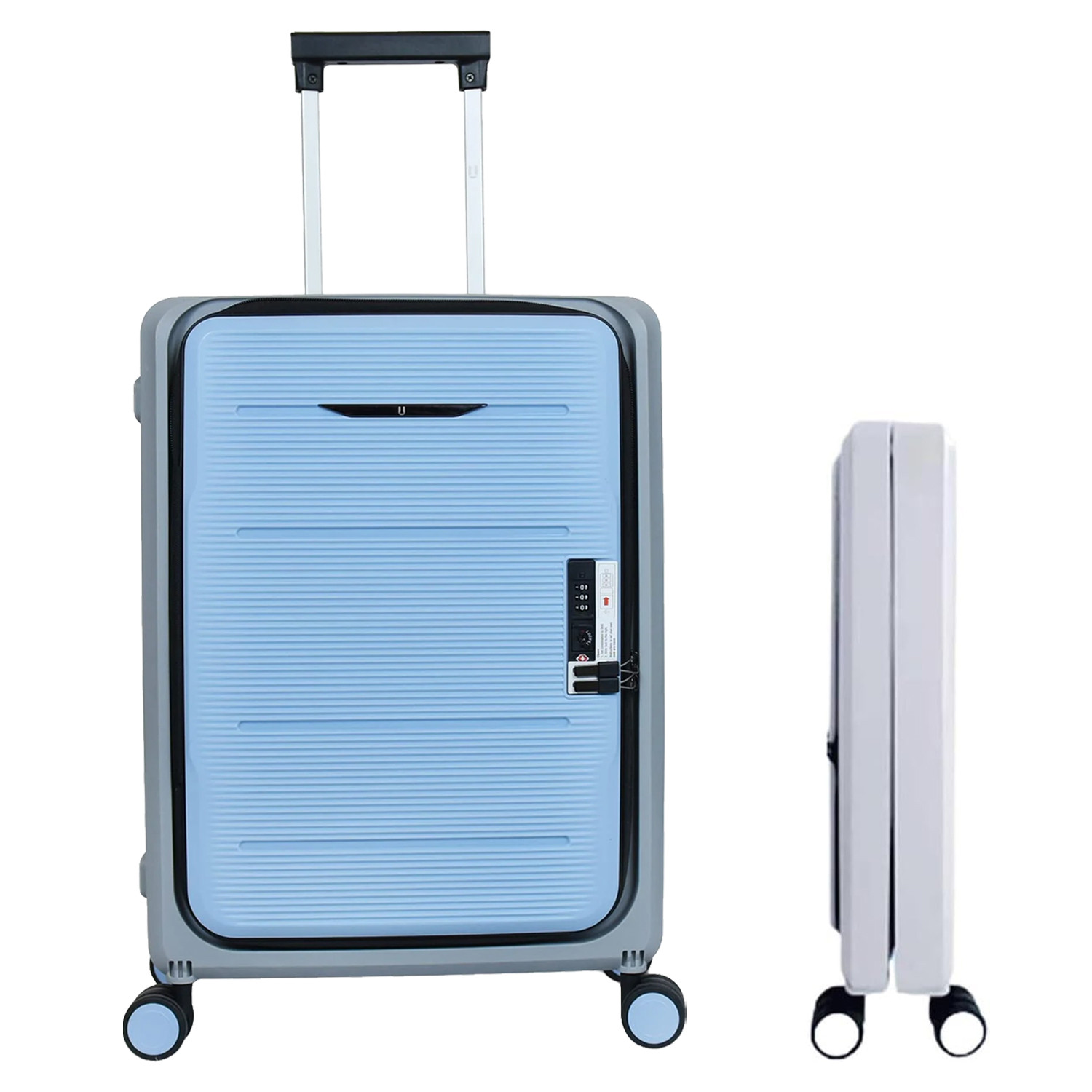 Kuber Industries Luggage Bag | Trolley Bags for Travel | Collapsible Luggage Bag | Travelling Bag | Trolley Bags for Suitcase | Lightweight Luggage Bag | 20BG-24BG Inch | Blue & Gray