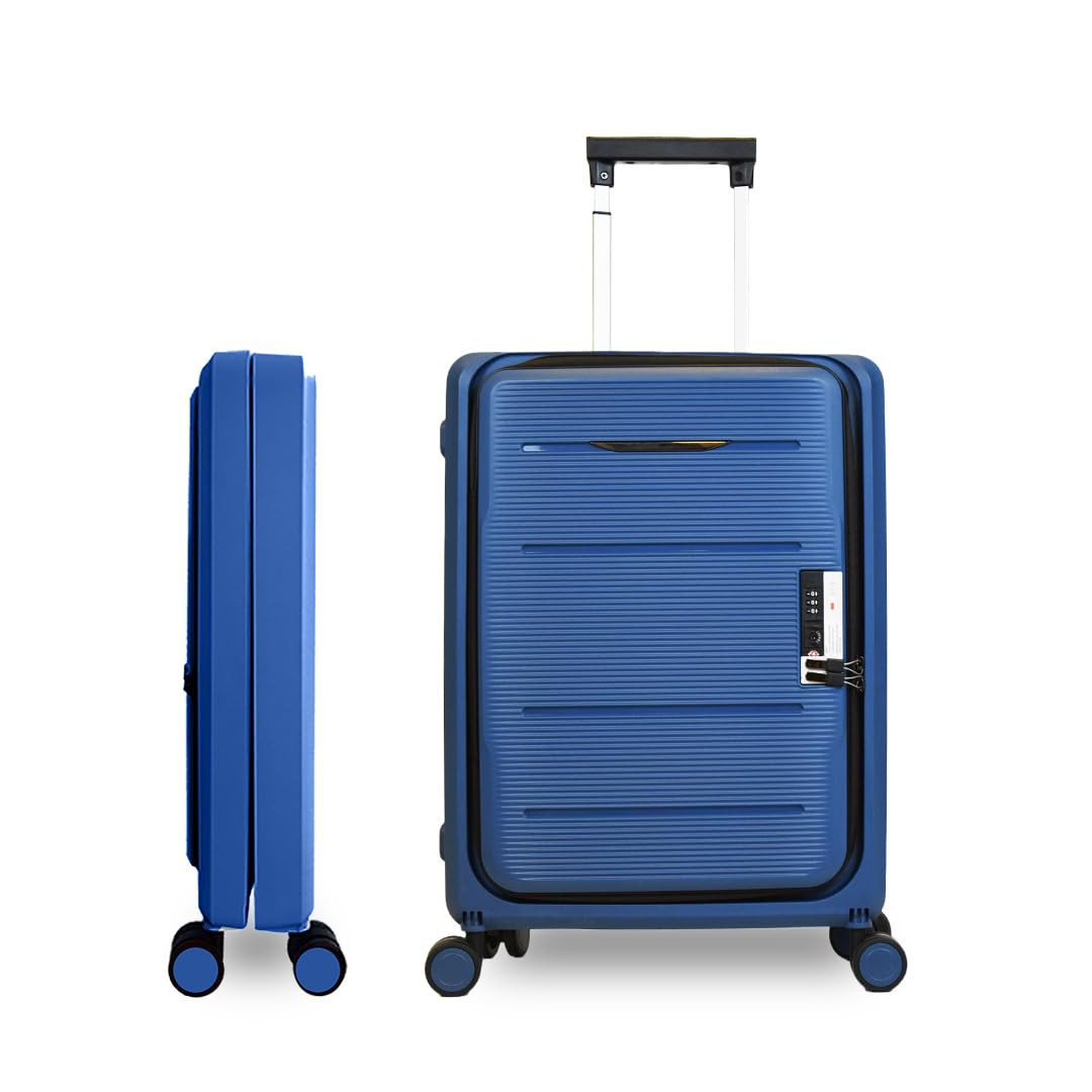 Kuber Industries Luggage Bag | Trolley Bags for Travel | Collapsible Luggage Bag | Travelling Bag | Trolley Bags for Suitcase | Lightweight Luggage Bag | 20N-24N Inch | Navy Blue