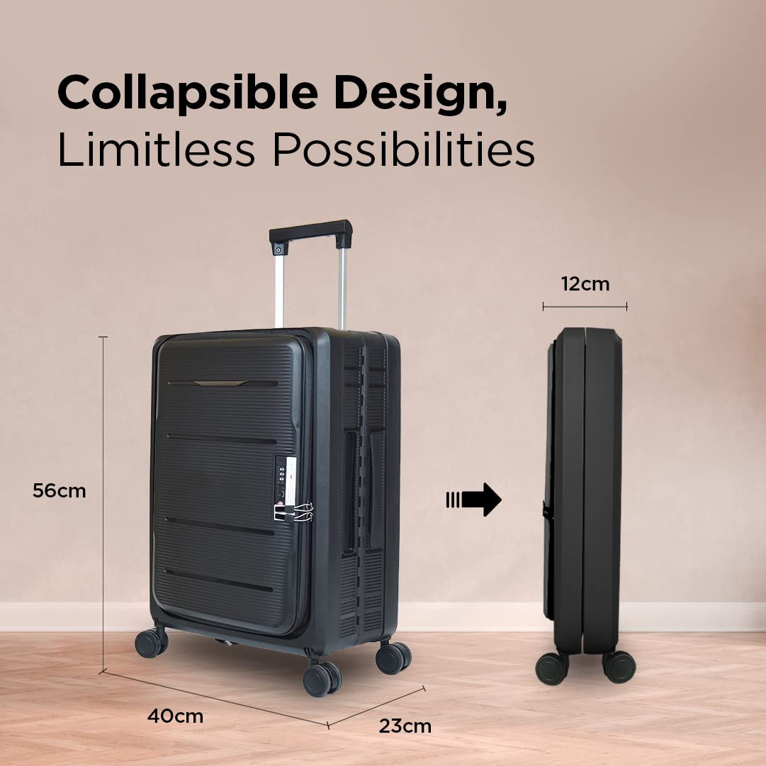 Kuber Industries Luggage Bag | Trolley Bags for Travel | Collapsible Luggage Bag | Travelling Bag | Trolley Bags for Suitcase | Lightweight Luggage Bag | 20N-24N Inch | Navy Blue
