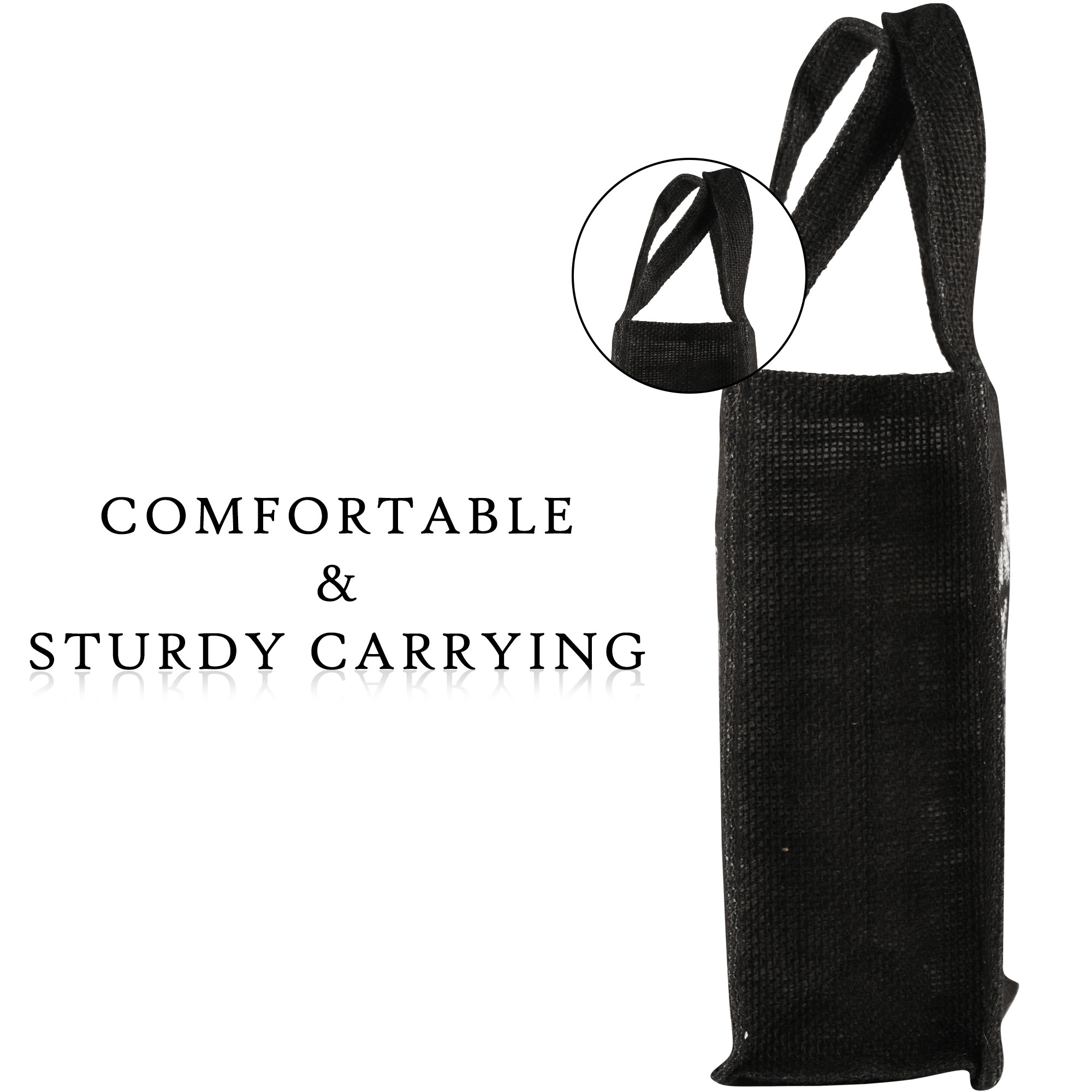 Kuber Industries Lunch Bag  Jute Carry Bag  Lunch Handbag  Lunch Bags for office  Reusable Lunch Bag with Handle  Tiffin Carry Hand Bag  Lunch Bag for School  Lunch Date  Small  Black