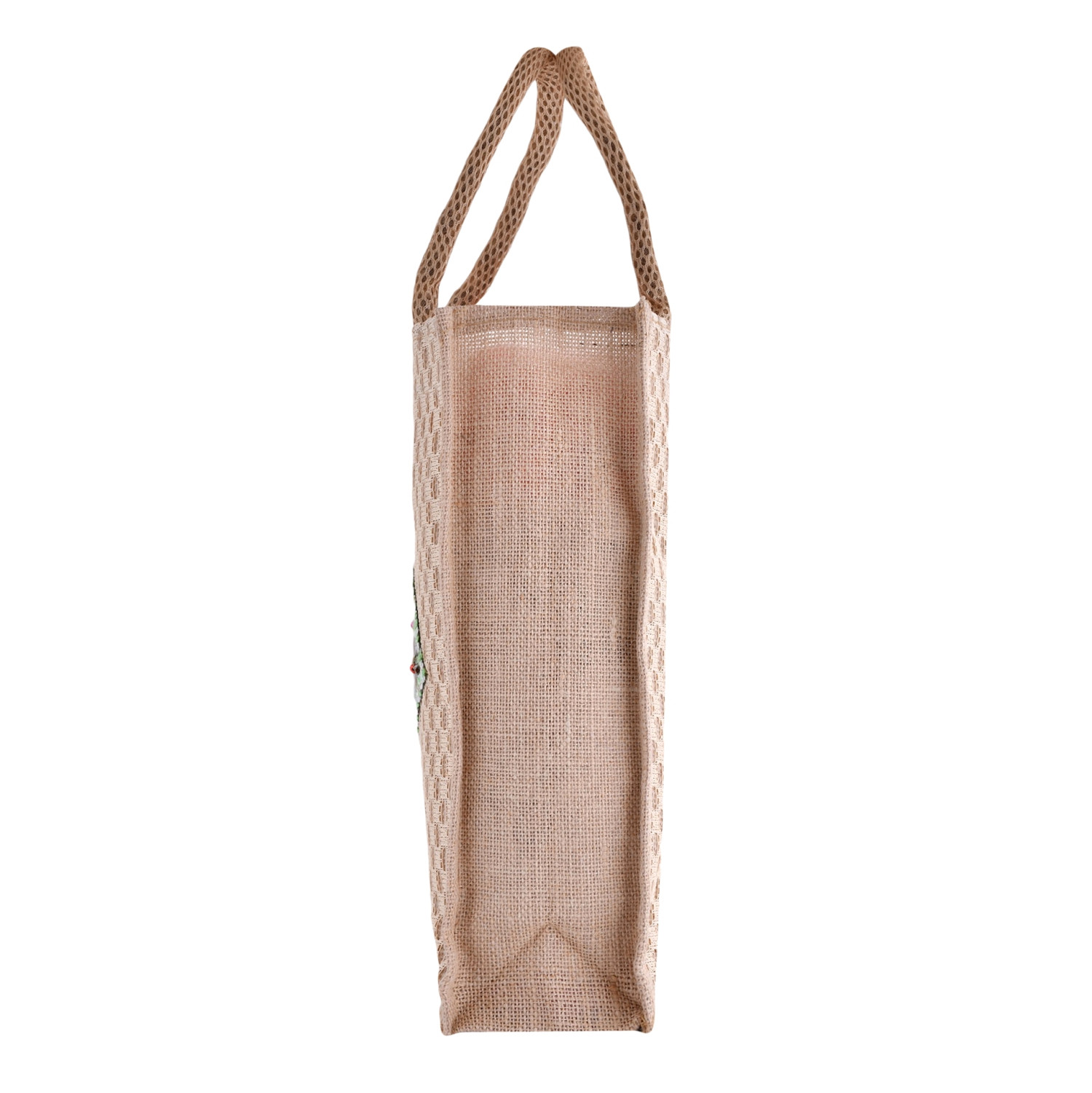 Kuber Industries Lunch Bag  Jute Carry Bag  Lunch Handbag  Lunch Bags for office  Reusable Lunch Bag with Handle  Tiffin Carry Patch Hand Bag  Small  Brown
