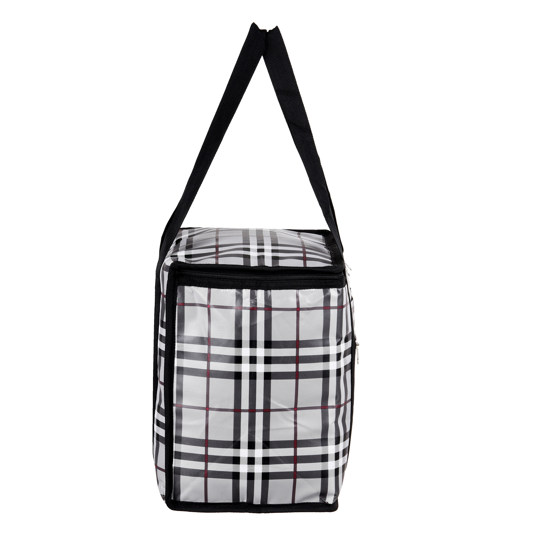 Kuber Industries Lunch Bag  Lunch Bag for Office  Lunch Bag for College  Reusable Lunch Bag  Lunch Bag for Adults  Front Pocket Lunch Bag  Check Lunch Bag  Gray