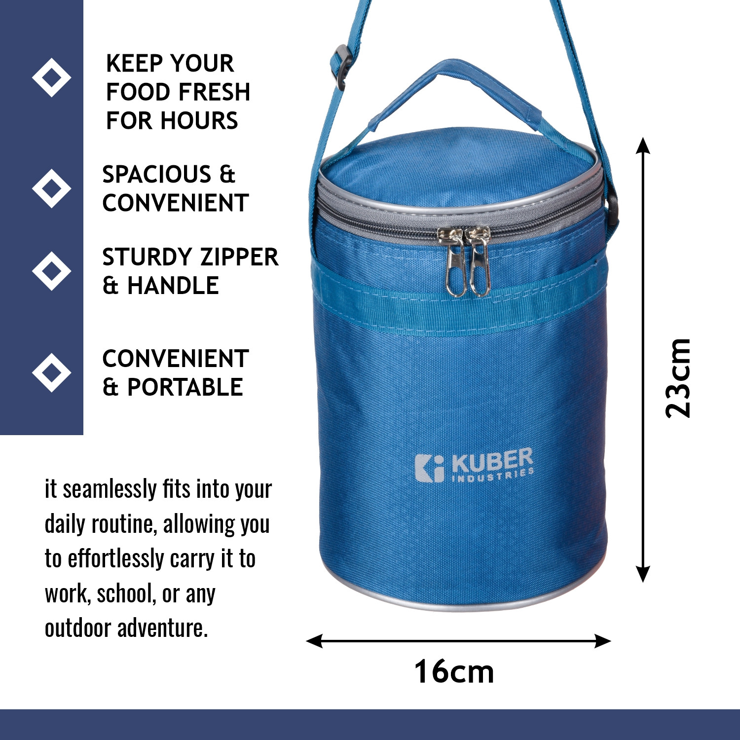 Kuber Industries Lunch Bag | Lunch Bag for Office | Lunch Bag for College | Reusable Lunch Bag | Lunch Bag for Adults | Lunch Bag with Handle | Insulated Lunch Bag | Pack of 2 | Multi
