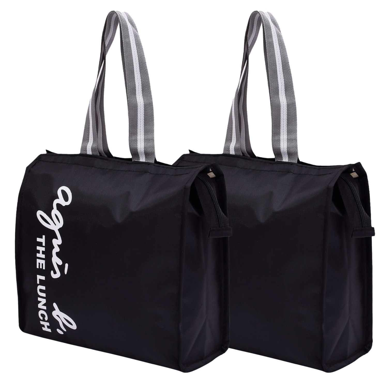 Kuber Industries Lunch Bag | Parachute Lunch Bag | Lunch Bag for Office | Lunch Bag for College | Lunch Bag for Adults | Zipper Lunch Bag with Handle | The Lunch Bag | Black