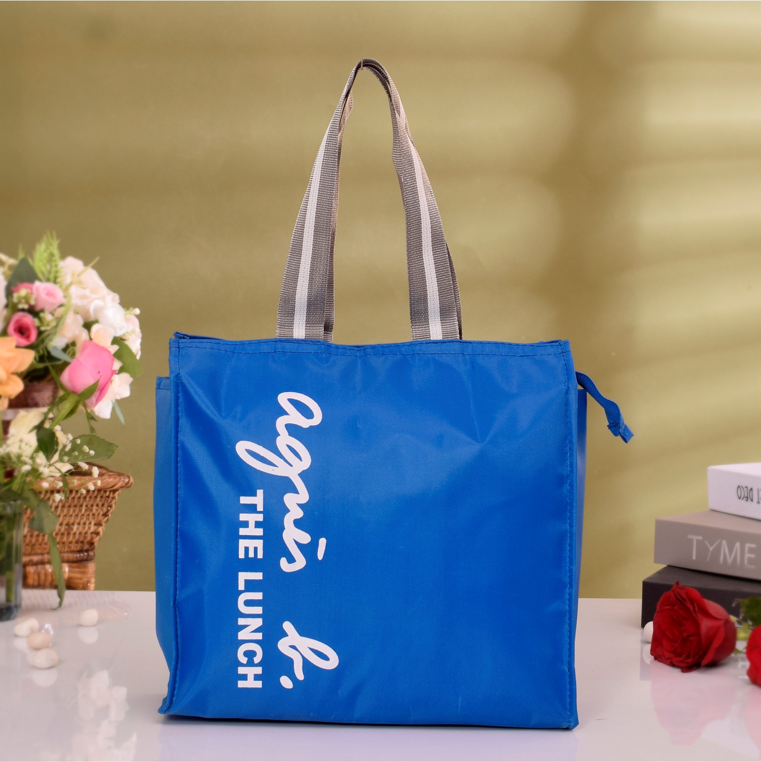 Kuber Industries Lunch Bag | Parachute Lunch Bag | Lunch Bag for Office | Lunch Bag for College | Lunch Bag for Adults | Zipper Lunch Bag with Handle | The Lunch Bag | Royal Blue
