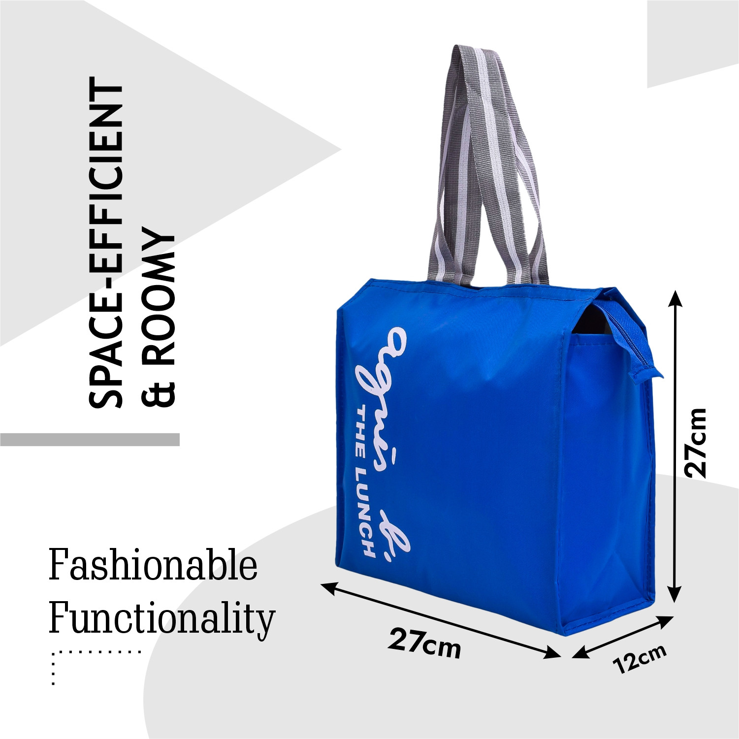 Kuber Industries Lunch Bag | Parachute Lunch Bag | Lunch Bag for Office | Lunch Bag for College | Lunch Bag for Adults | Zipper Lunch Bag with Handle | The Lunch Bag | Royal Blue