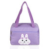 Lunch Bag | Thermal Insulated Lunch Bag | Lunch Bag for Office | Lunch Bag for Camping with Front Pocket | Waterproof Tiffin Cover with Handle | White Rabbit-Print | Purple