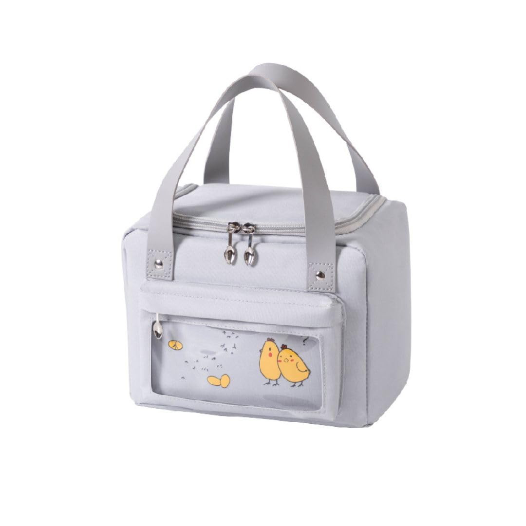 Kuber Industries Lunch Bag | Tiffin Storage Bag | Office Lunch Bag with Handle | Lunch Bag for Camping | Front Pocket Lunch Bag | Thermal Insulated Lunch Bag | RH215-GRY | Gray