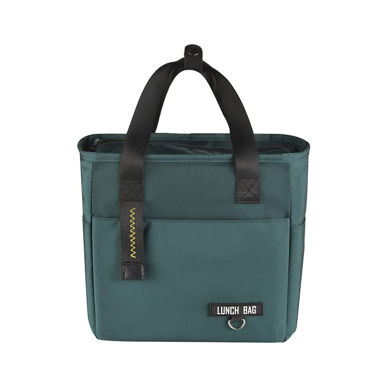Kuber Industries Lunch Bag | Tiffin Storage Bag | Office Lunch Bag with Handle | Lunch Bag for Camping | Front Pocket Lunch Bag | Thermal Insulated Lunch Bag | RH253-GRN | Green