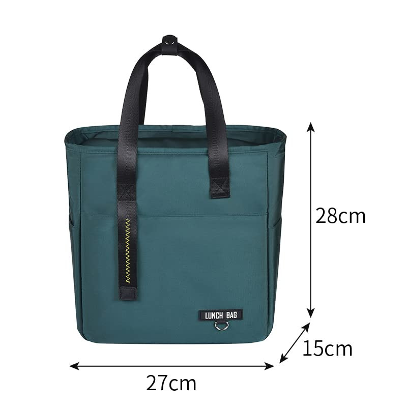 Kuber Industries Lunch Bag | Tiffin Storage Bag | Office Lunch Bag with Handle | Lunch Bag for Camping | Front Pocket Lunch Bag | Thermal Insulated Lunch Bag | RH253-GRN | Green