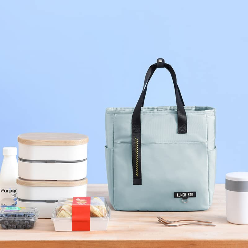 Kuber Industries Lunch Bag | Tiffin Storage Bag | Office Lunch Bag with Handle | Lunch Bag for Camping | Front Pocket Lunch Bag | Thermal Insulated Lunch Bag | RH253-BLE | Aqua Blue