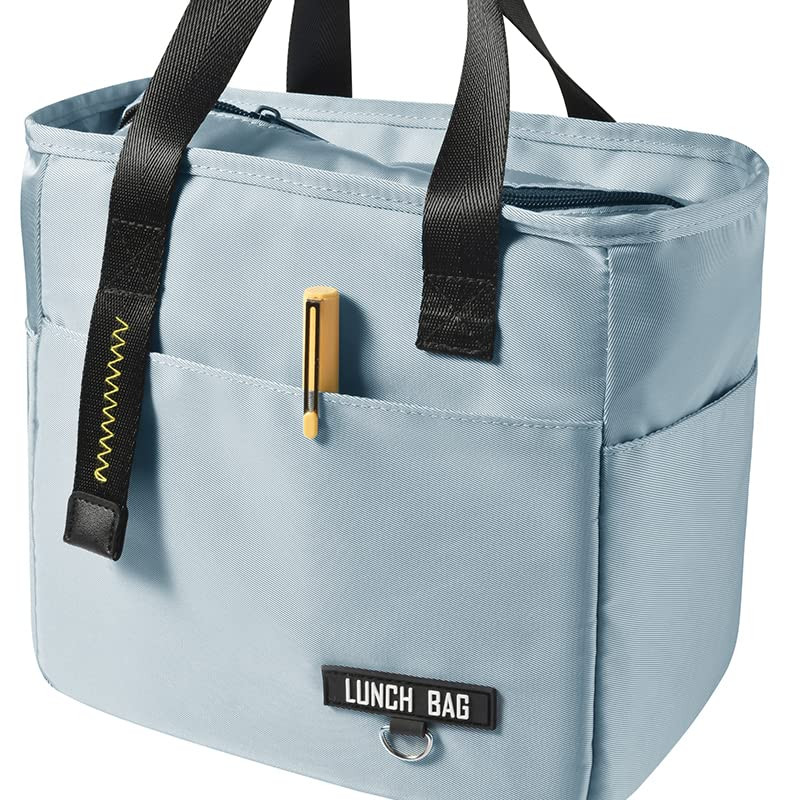 Kuber Industries Lunch Bag | Tiffin Storage Bag | Office Lunch Bag with Handle | Lunch Bag for Camping | Front Pocket Lunch Bag | Thermal Insulated Lunch Bag | RH253-NVY | Navy Blue