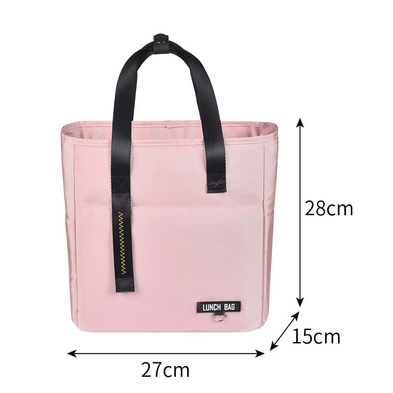 Kuber Industries Lunch Bag | Tiffin Storage Bag | Office Lunch Bag with Handle | Lunch Bag for Camping | Front Pocket Lunch Bag | Thermal Insulated Lunch Bag | RH253-PNK | Pink