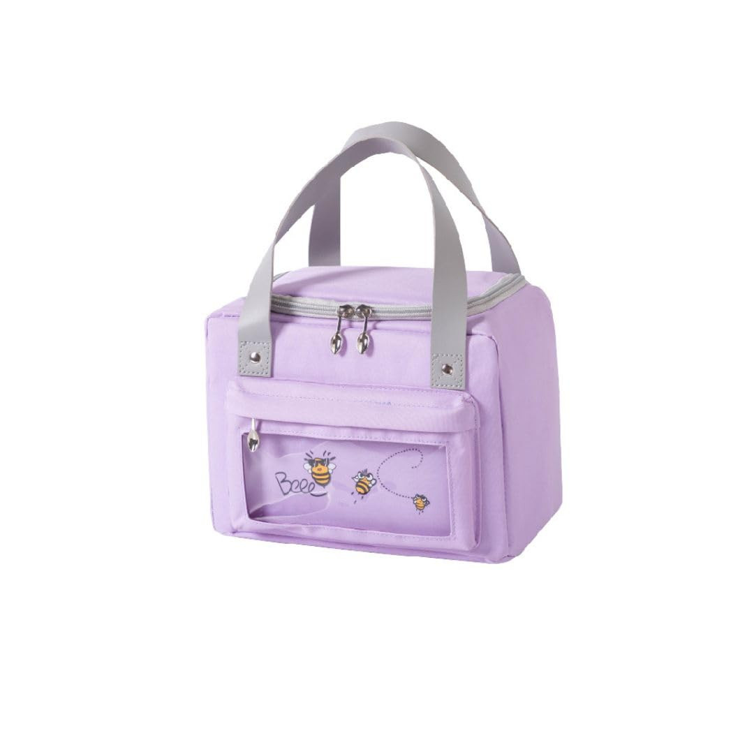 Kuber Industries Lunch Bag | Tiffin Storage Bag | Office Lunch Bag with Handle | Lunch Bag for Camping | Front Pocket Lunch Bag | Thermal Insulated Lunch Bag | RH215-PURP | Purple