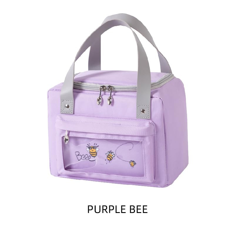 Kuber Industries Lunch Bag | Tiffin Storage Bag | Office Lunch Bag with Handle | Lunch Bag for Camping | Front Pocket Lunch Bag | Thermal Insulated Lunch Bag | RH215-PURP | Purple