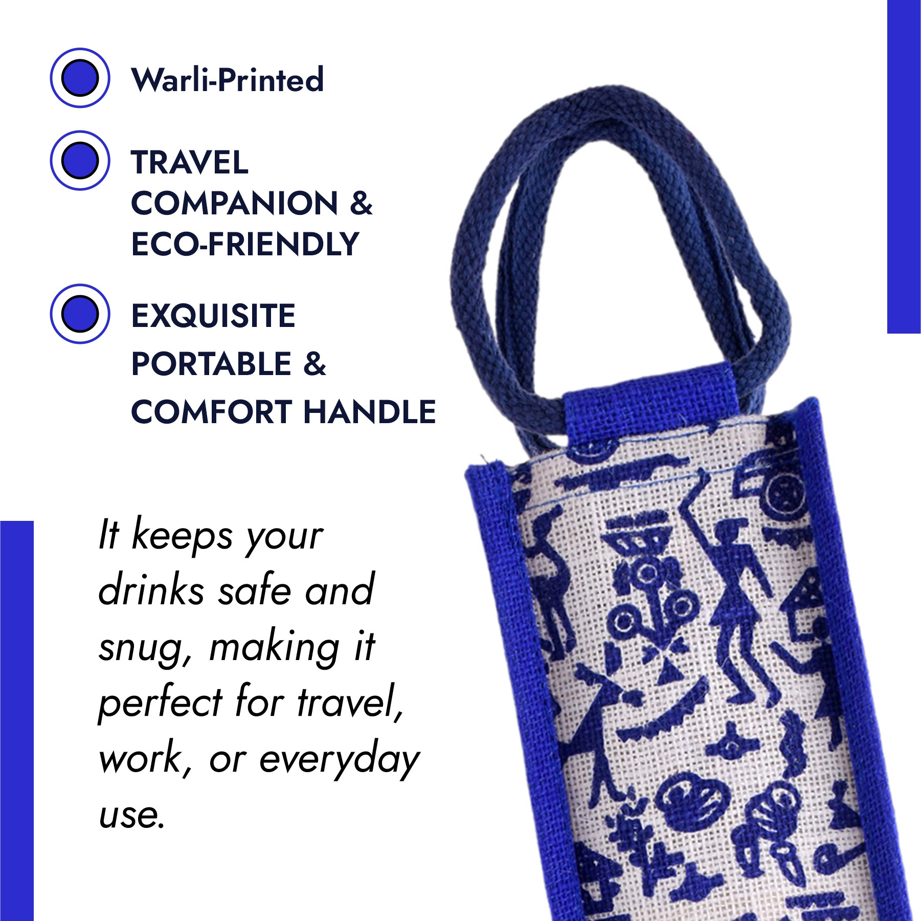 Kuber Industries Lunch Bag & Bottle Bag Combo Set | Lunch & Bottle Organizer Set | Lunch & Bottle Storage Set | Jute Carry Bags | Office Lunch Bag Set | Multi