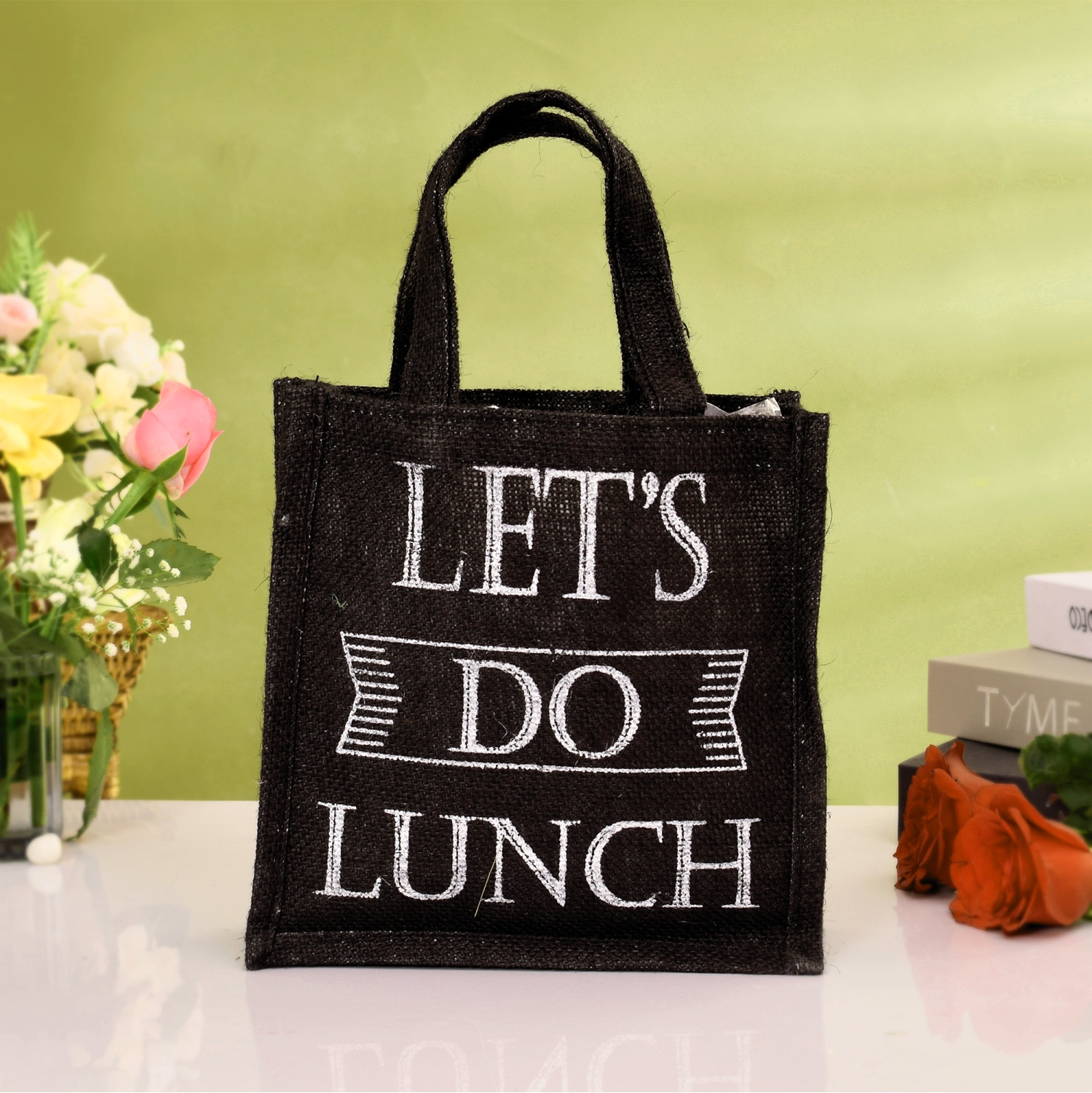 Kuber Industries Lunch Bag & Bottle Bag Combo Set | Lunch & Bottle Organizer Set | Lunch & Bottle Storage Set | Jute Carry Bags | Office Lunch Bag Set | Multi