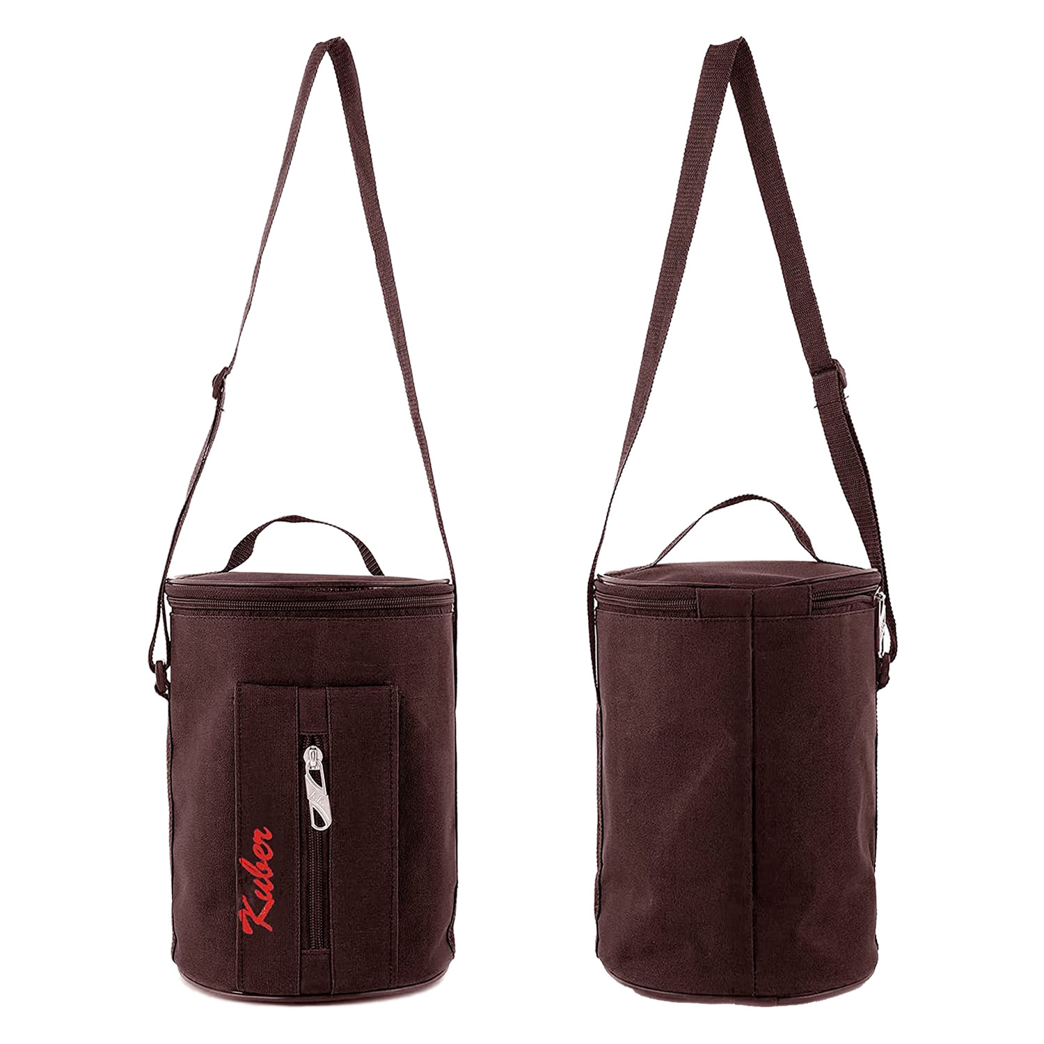 Kuber Industries Lunch Bag|Canvas waterproof Tiffin Bag for Office|Adjustable Shoulder Strap with One Small Zipper Pocket (Brown)