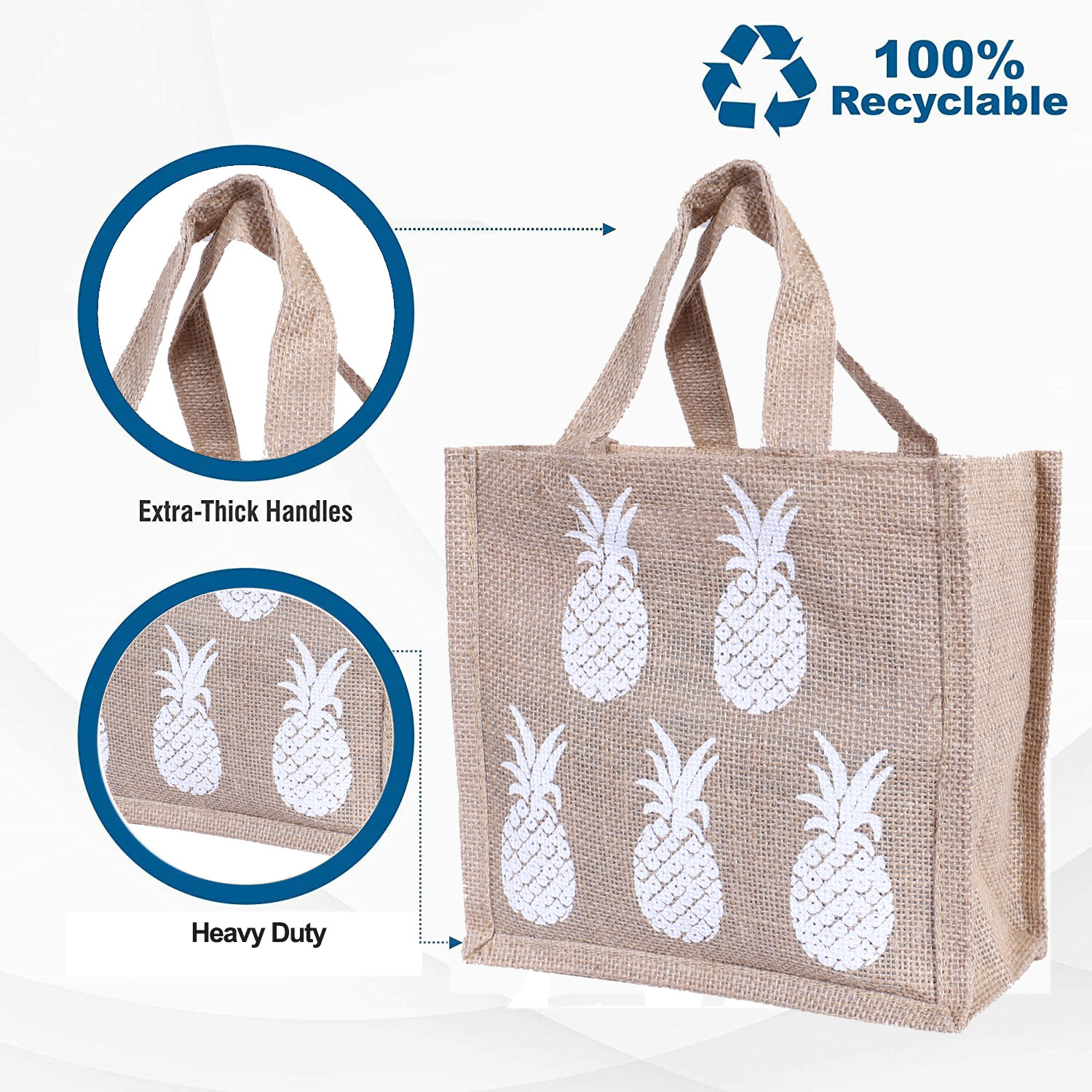Kuber Industries Lunch Bag|Reusable Jute Fabric Tote Bag|Durable & Attractive Print Tiffin Carry Hand bag with Handle For office,School,Gift,Pack of 2 (Gray & Brown)
