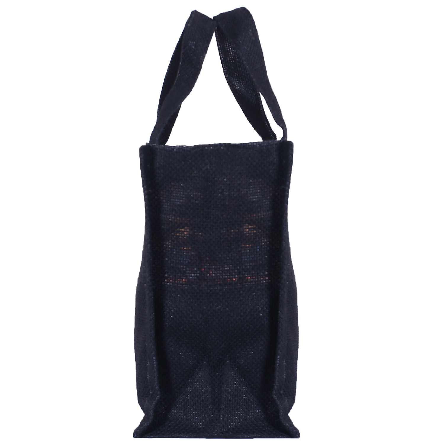 Kuber Industries Lunch Bag|Reusable Jute Fabric Tote Bag|Durable & Attractive Print Tiffin Carry Hand bag with Handle For office,School,Gift,Pack of 2 (Black & Brown)