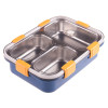 Kuber Industries Lunch Box | Stainless Steel 3 Compartments Lunch Box | Students Lunch Box | Office Lunch Box | Chopstick &amp; Spoon | Leak-Proof Lunch Box | SUS304 | Blue