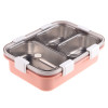 Kuber Industries Lunch Box | Stainless Steel 3 Compartments Lunch Box | Students Lunch Box | Office Lunch Box | Chopstick &amp; Spoon | Leak-Proof Lunch Box | SUS304 | Pink
