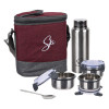 Lunch Box Set | Lunch Box for Adult &amp; Older Kids | 3 Containers &amp; Bottle Lunch Box Set | Lunch Box for office | Lunch Box for Collage | Clip Lock Lunch Set | Set of 6 | Maroon