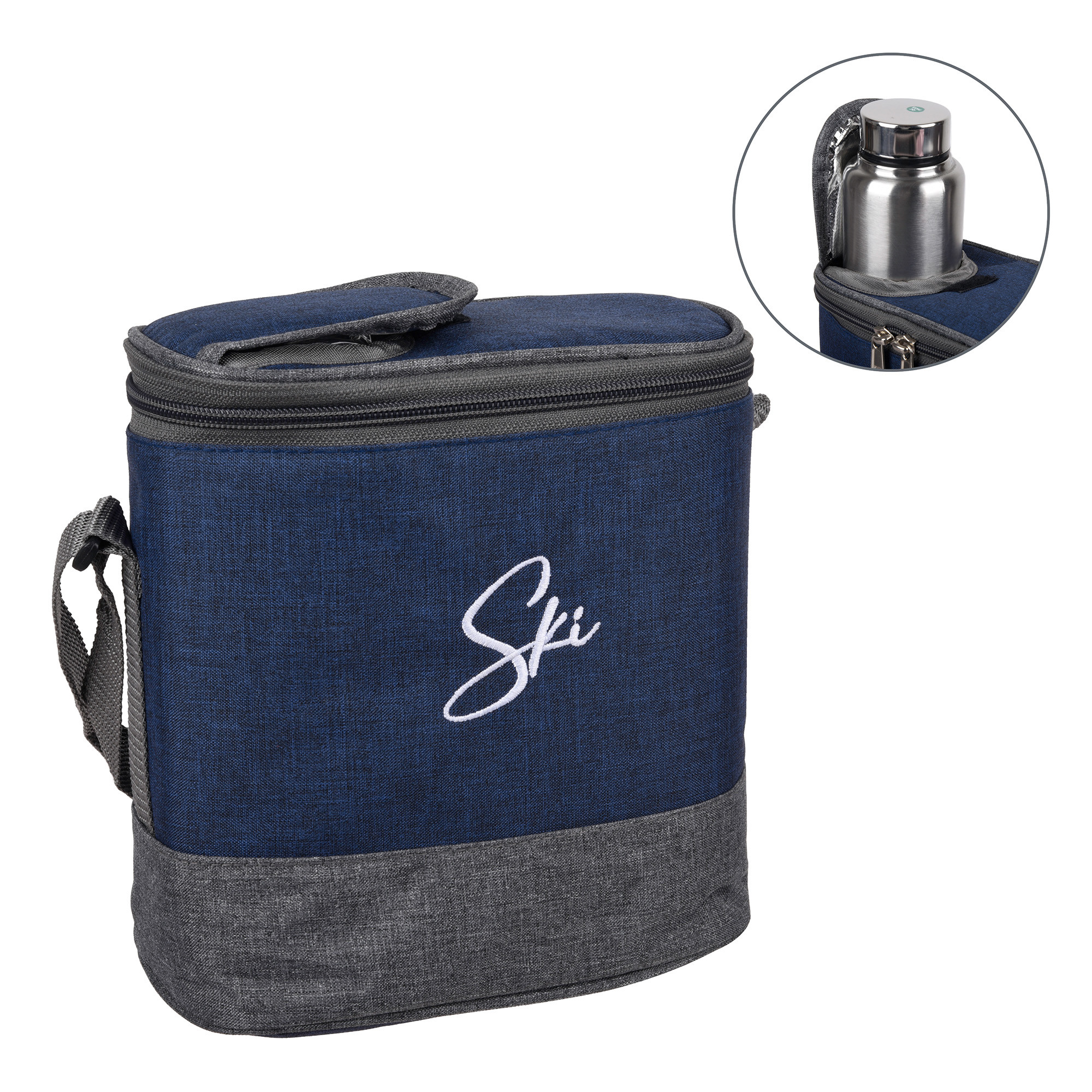 Kuber Industries Lunch Box Set  Lunch Box for Adult  Older Kids  3 Containers  Bottle Lunch Box Set  Lunch Box for office  Lunch Box for Collage  Clip Lock Lunch Set  Set of 6  Blue