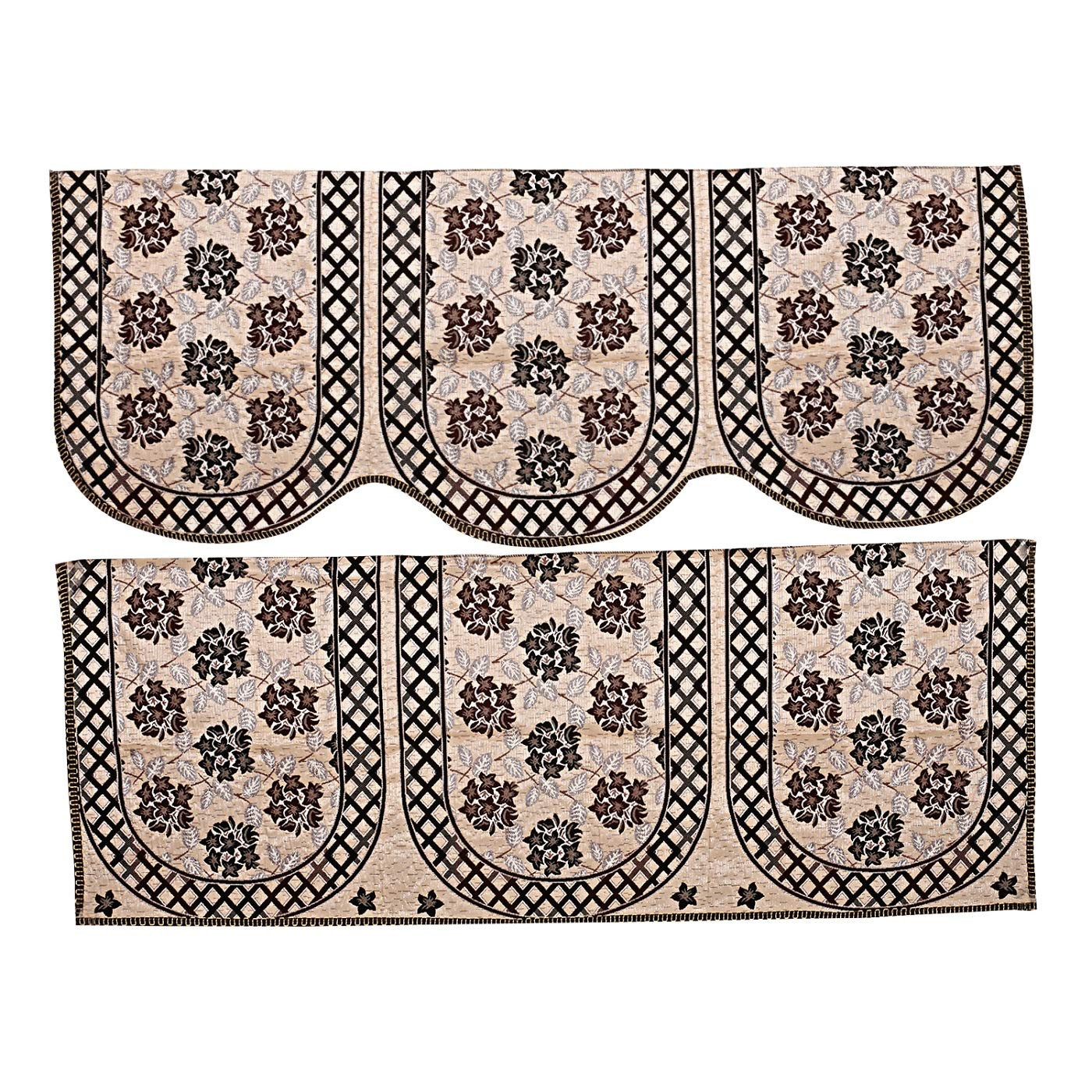 Kuber Industries Luxurious Cotton Flower Design 5 Seater Sofa Cover Set for Living Room (Gold)